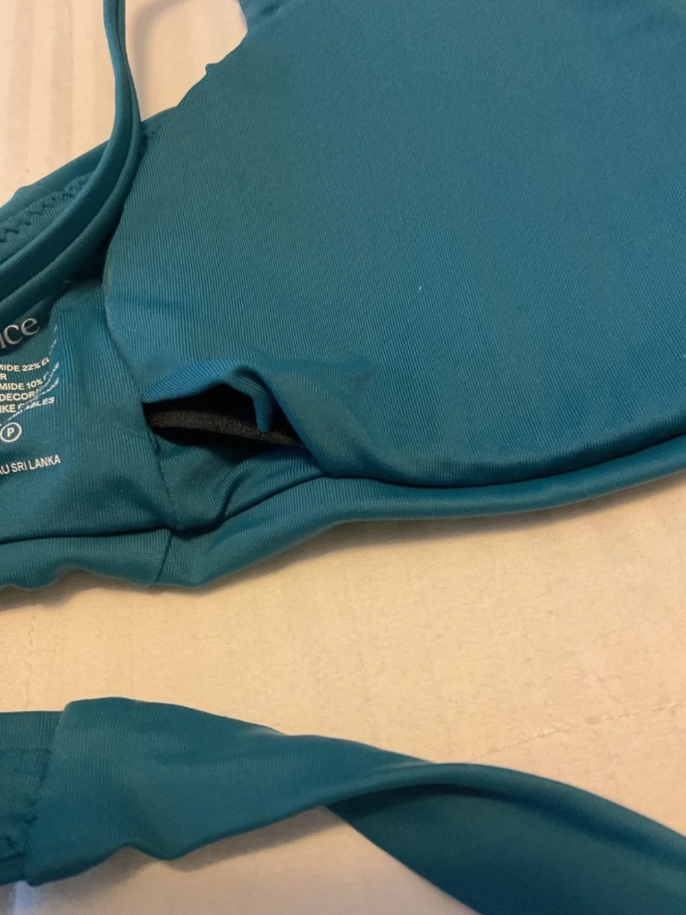 NWOT quince tie back Italian teal bikini top sm